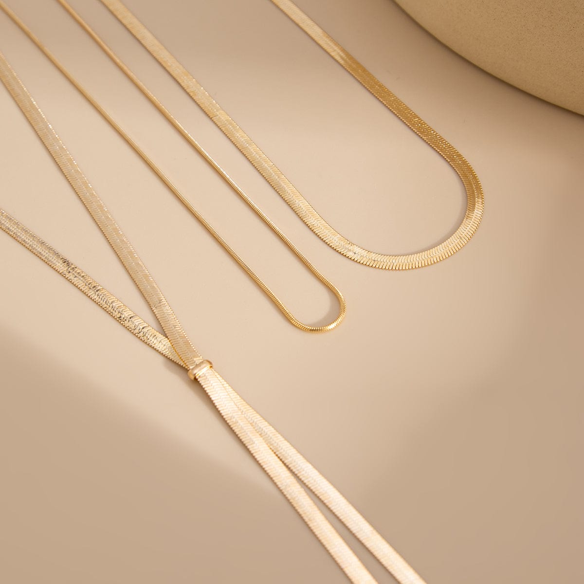 Stylish 3pcs Gold Silver Plated Snake Chain Tassel Necklace Set - ArtGalleryZen