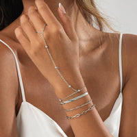 Thumbnail for Stylish 4pcs Herringbone Saturn Chain Finger Ring Bracelet Set - ArtGalleryZen
