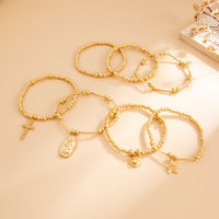 Thumbnail for Stylish 7pcs Heart Star Cross Charm Ball Chain Bracelet Set - ArtGalleryZen