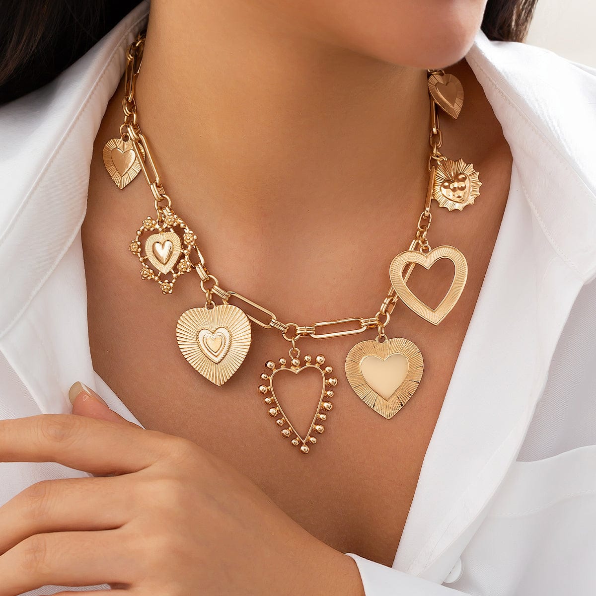 Stylish Chunky Irregular Heart Tassel Necklace - ArtGalleryZen