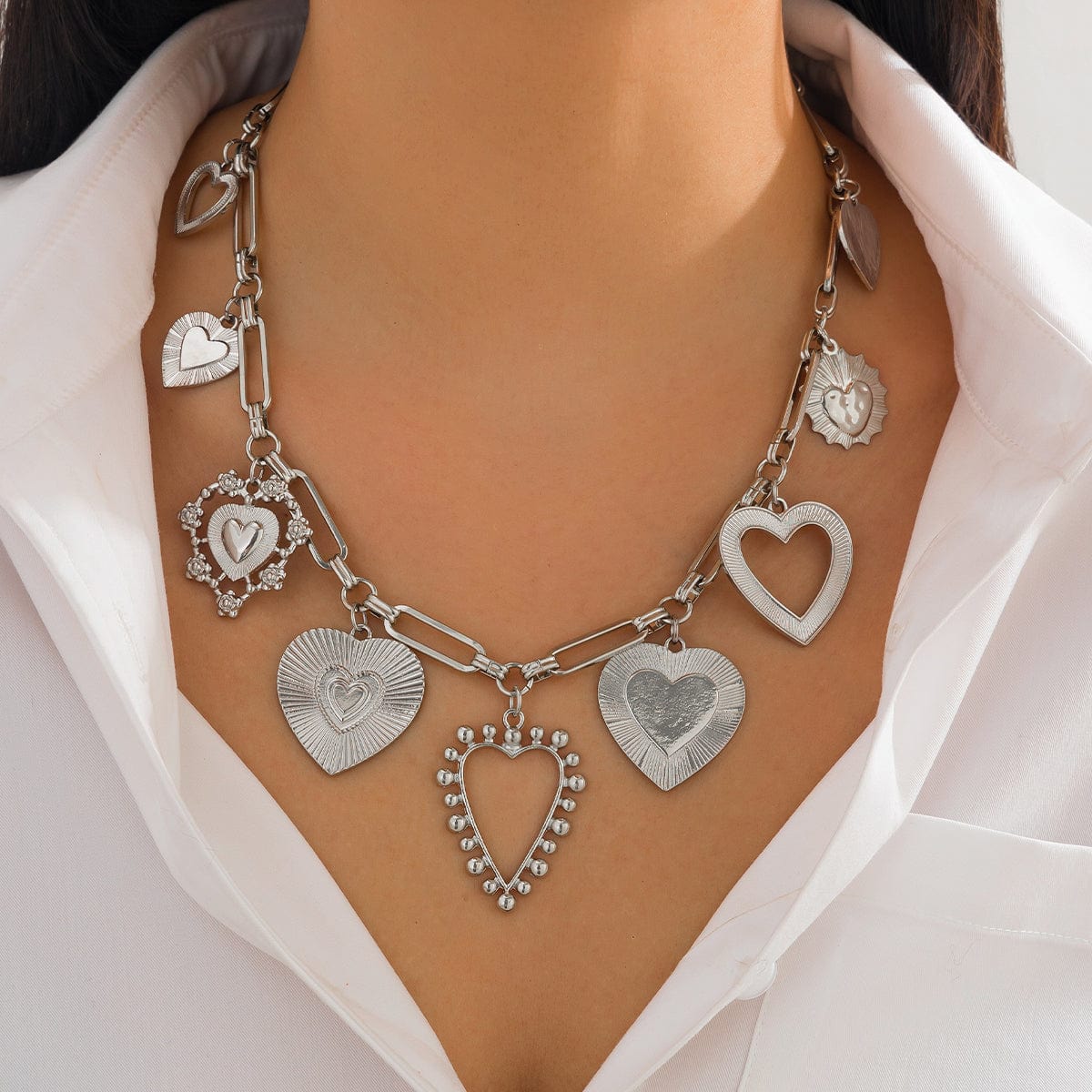 Stylish Chunky Irregular Heart Tassel Necklace - ArtGalleryZen