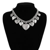 Thumbnail for Stylish Chunky Textured Heart Tassel Ball Curb Chain Necklace - ArtGalleryZen