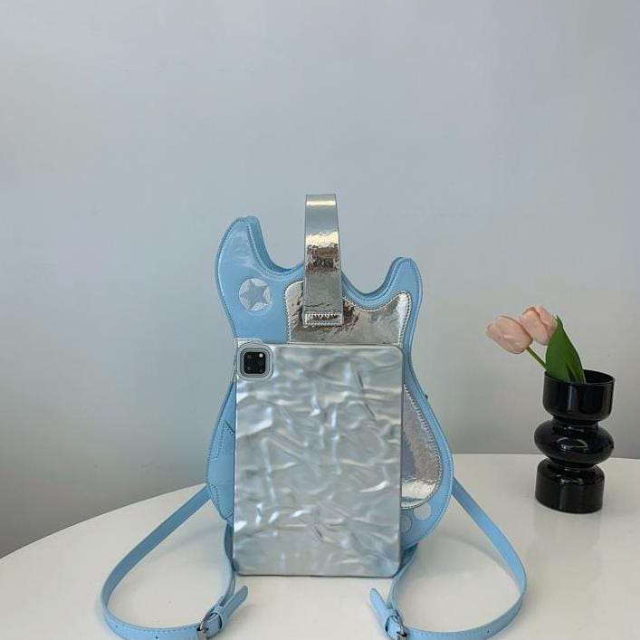 Stylish Guitar Bass Shape PU Leather Backpack Bag - ArtGalleryZen