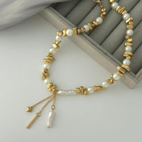Thumbnail for Stylish Heart Pendant Irregular Pearl Beaded Chain Choker Necklace - ArtGalleryZen