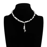 Thumbnail for Stylish Heart Pendant Irregular Pearl Beaded Chain Choker Necklace - ArtGalleryZen