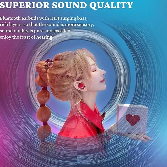 Stylish Heart Shaped Wireless Bluetooth Earphones - ArtGalleryZen