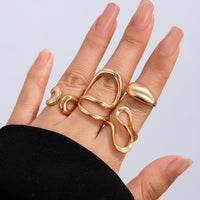 Thumbnail for Stylish Irregular Curved Hollow Glossy Open Ring Set - ArtGalleryZen