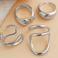 Thumbnail for Stylish Irregular Curved Hollow Glossy Open Ring Set - ArtGalleryZen