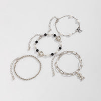 Thumbnail for Stylish Layered Bear Bowknot Charm Pearl Rope Chain Bracelet Set - ArtGalleryZen