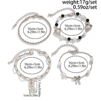 Thumbnail for Stylish Layered Bear Bowknot Charm Pearl Rope Chain Bracelet Set - ArtGalleryZen
