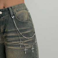 Thumbnail for Stylish Layered Chunky Cross Tassel Trouser Chain - ArtGalleryZen