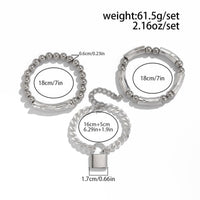 Thumbnail for Stylish Layered Chunky Lock Charm Curb Ball Chain Bracelet Set - ArtGalleryZen