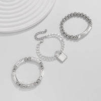 Thumbnail for Stylish Layered Chunky Lock Charm Curb Ball Chain Bracelet Set - ArtGalleryZen