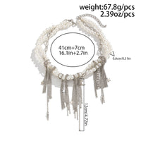 Thumbnail for Stylish Layered Moon Star Chain Tassel Pearl Necklace - ArtGalleryZen