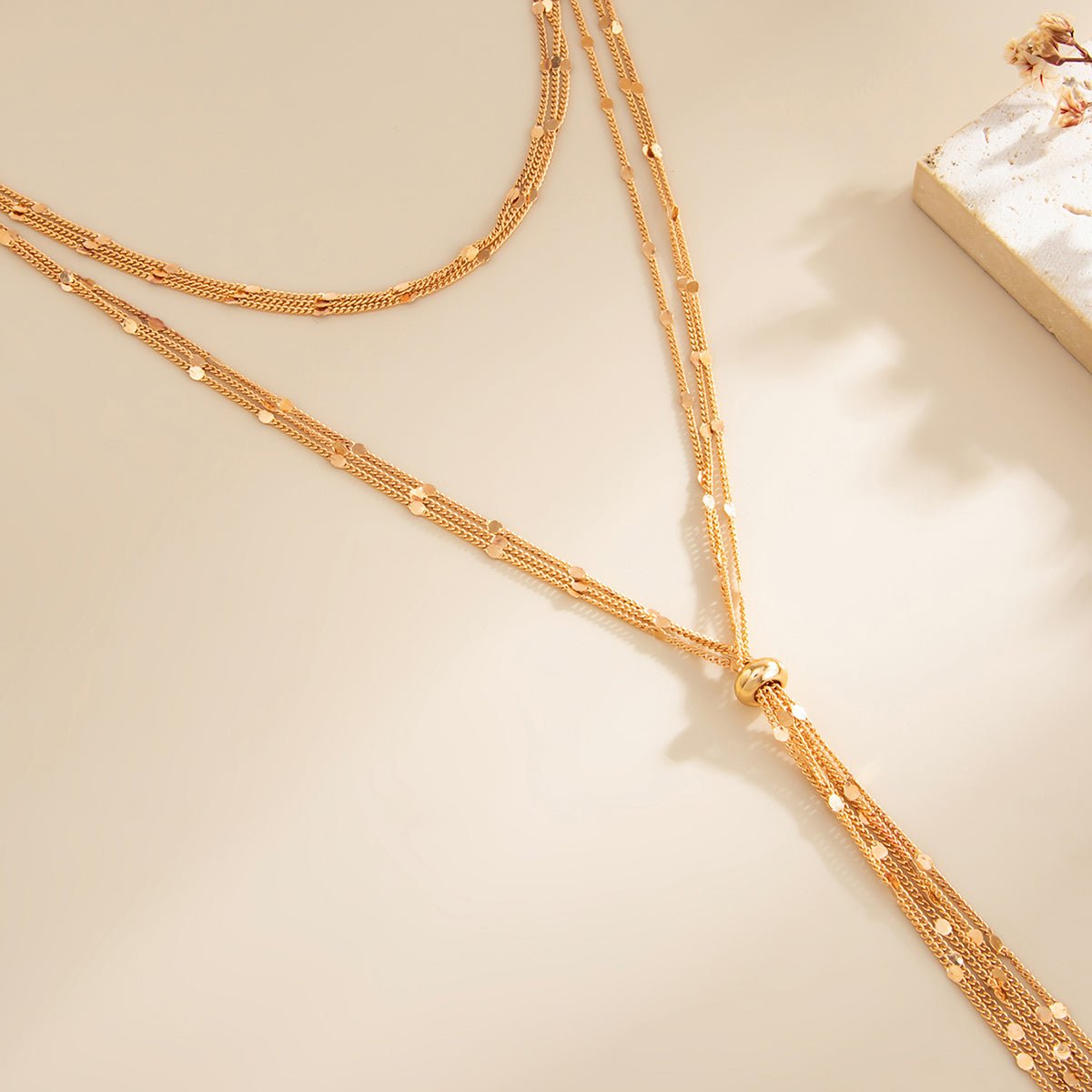 Stylish Layered Sequin Long Chain Tassel Y Necklace - ArtGalleryZen