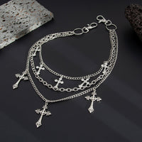 Thumbnail for Stylish Layering Floral Cross Pendant Trouser Chain - ArtGalleryZen
