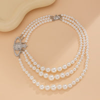 Thumbnail for Stylish Layering Rhinestone Inlaid Saturn Charm Pearl Chain Necklace - ArtGalleryZen