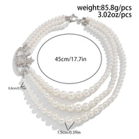 Thumbnail for Stylish Layering Rhinestone Inlaid Saturn Charm Pearl Chain Necklace - ArtGalleryZen