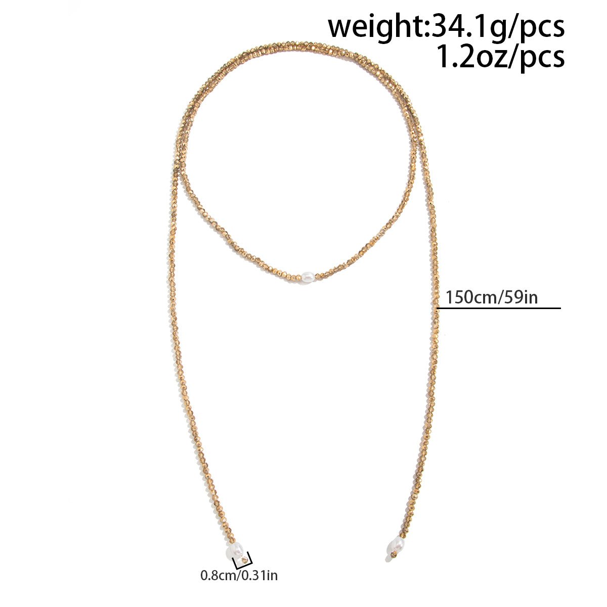 Stylish Pearl Crystal Beaded Long Chain Necklace - ArtGalleryZen