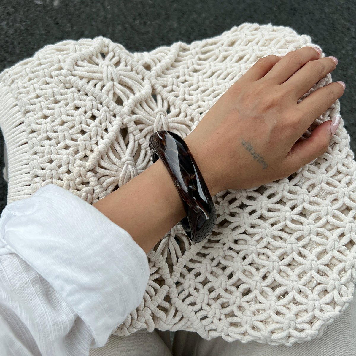 Stylish Square Resin Bangle Bracelet - ArtGalleryZen