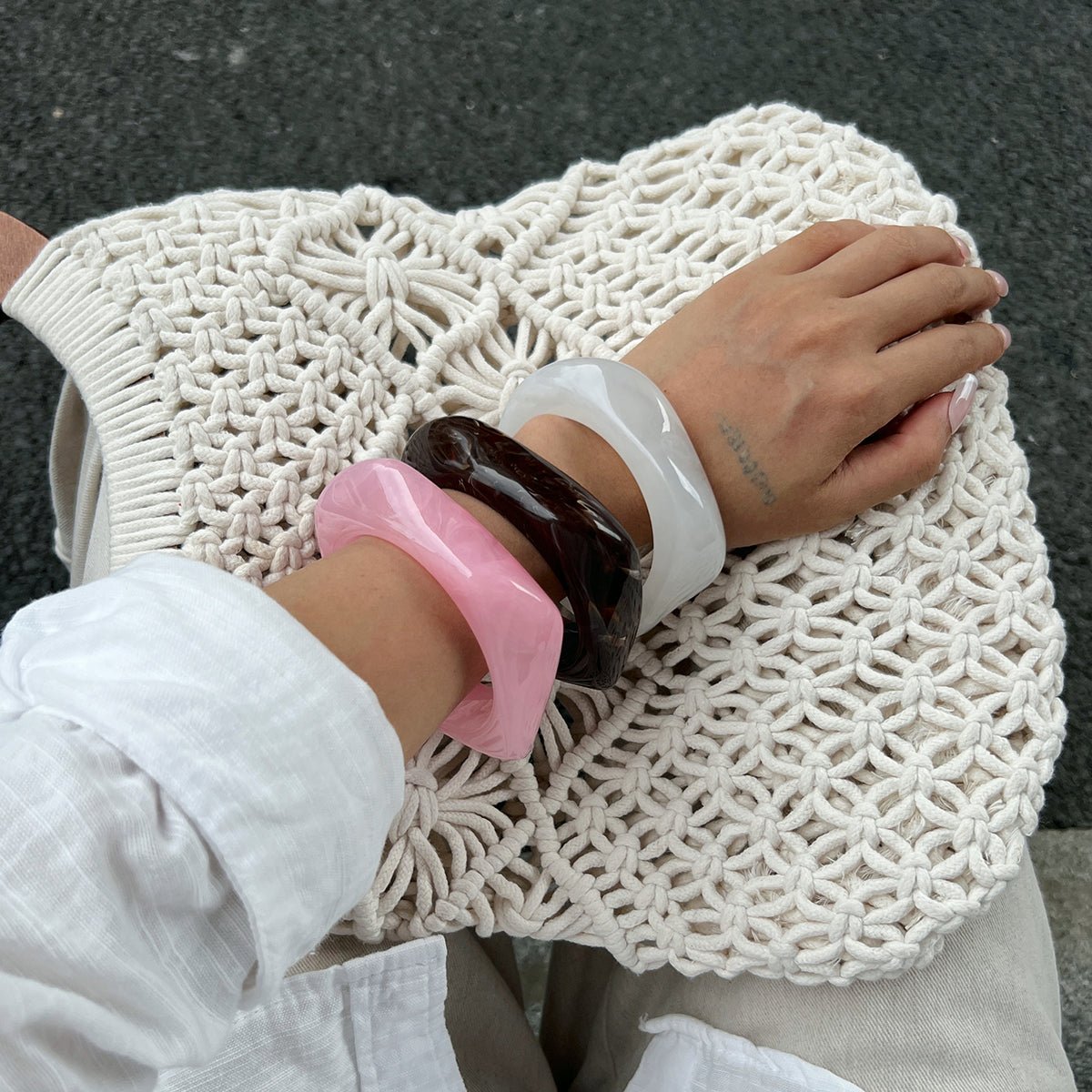 Stylish Square Resin Bangle Bracelet - ArtGalleryZen