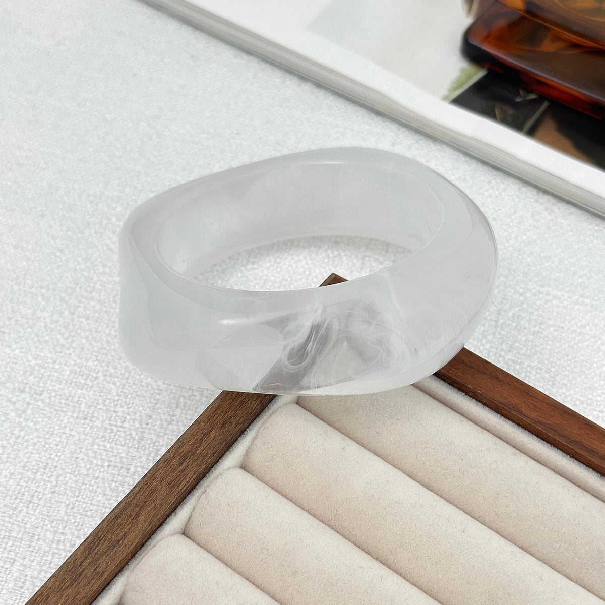 Stylish Square Resin Bangle Bracelet - ArtGalleryZen