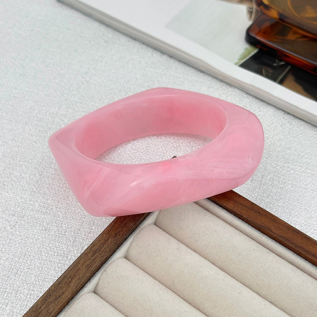 Stylish Square Resin Bangle Bracelet - ArtGalleryZen