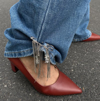 Thumbnail for Stylish Turquoise Stone Tassel Chain Trouser Pin - ArtGalleryZen