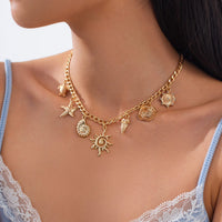 Thumbnail for Summer Beach Style Sun Starfish Ice Cream Pendant Necklace - ArtGalleryZen