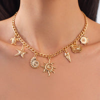 Thumbnail for Summer Beach Style Sun Starfish Ice Cream Pendant Necklace - ArtGalleryZen
