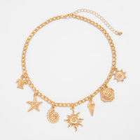Thumbnail for Summer Beach Style Sun Starfish Ice Cream Pendant Necklace - ArtGalleryZen
