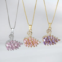 Thumbnail for Swarovski Colorful Crystal Swan Pendant Necklace - ArtGalleryZen