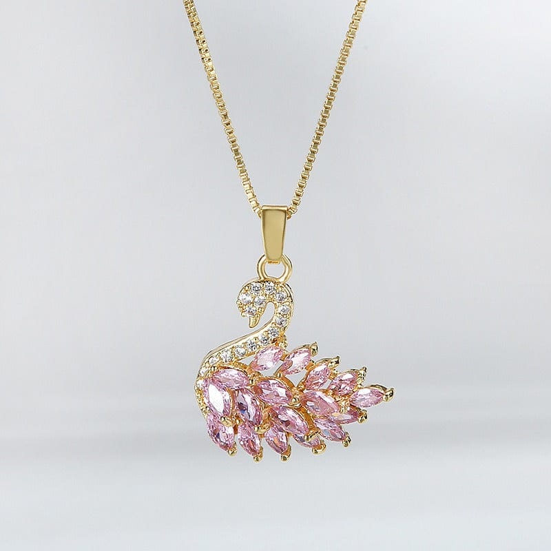 Swarovski Colorful Crystal Swan Pendant Necklace - ArtGalleryZen