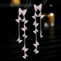 Thumbnail for Swarovski Crystal Butterfly Tassel Earrings - ArtGalleryZen