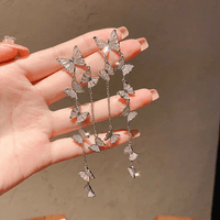 Thumbnail for Swarovski Crystal Butterfly Tassel Earrings - ArtGalleryZen