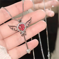Thumbnail for Swarovski Crystal Pink Heart Magic Wand Necklace - ArtGalleryZen