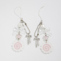 Thumbnail for Sweet 2pcs Narutomaki Bowknot Heart Keychain Phone Strap Set - ArtGalleryZen