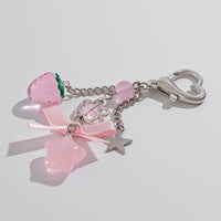 Thumbnail for Sweet Bowknot Strawberry Star Charm Heart Keychain -ArtGalleryZen