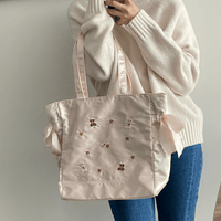 Thumbnail for Sweet Bunny Bear Rose Embroidery Bowknot Shoulder Bag - ArtGalleryZen