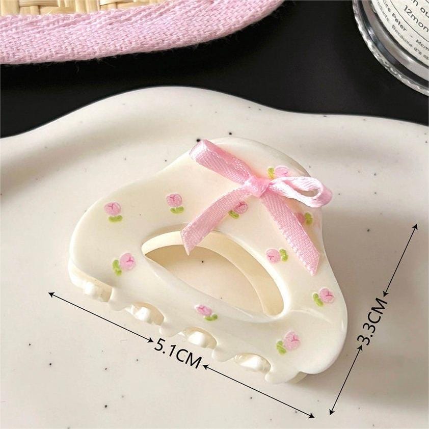 Sweet Butterfly Floral Ribbon Bowknot Hair Clip Hair Claw - ArtGalleryZen
