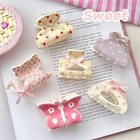 Thumbnail for Sweet Butterfly Floral Ribbon Bowknot Hair Clip Hair Claw - ArtGalleryZen