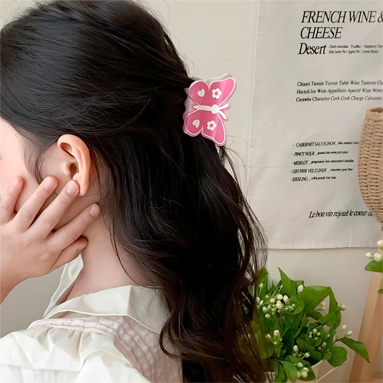Sweet Butterfly Floral Ribbon Bowknot Hair Clip Hair Claw - ArtGalleryZen
