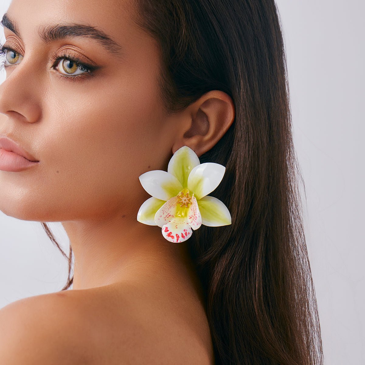 Sweet Butterfly Orchid Flower Stud Earrings - ArtGalleryZen