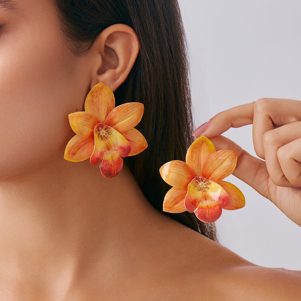 Sweet Butterfly Orchid Flower Stud Earrings - ArtGalleryZen