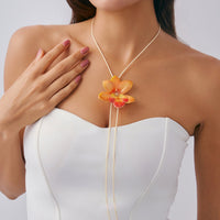 Thumbnail for Sweet Butterfly Orchid Flower Wax Cord String Necklace - ArtGalleryZen