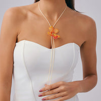 Thumbnail for Sweet Butterfly Orchid Flower Wax Cord String Necklace - ArtGalleryZen