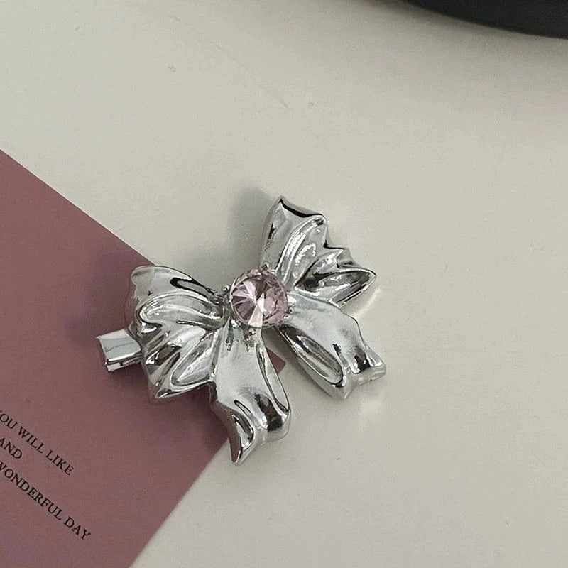 Sweet Crystal Inlaid Enamel Star Heart Bowknot Hair Clips Set - ArtGalleryZen