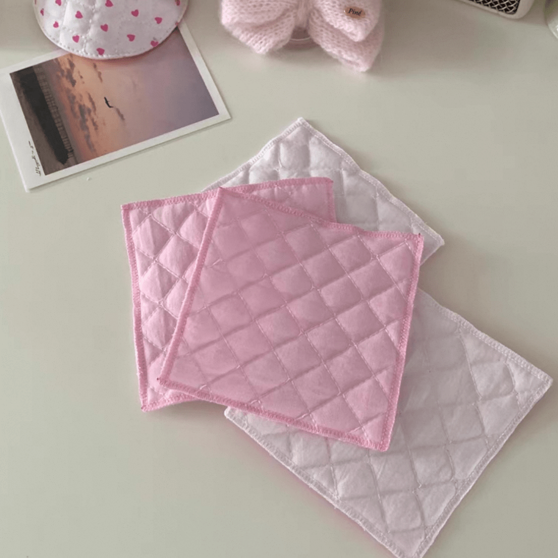 Sweet Handmade Heart Tulip Square Coaster - ArtGalleryZen