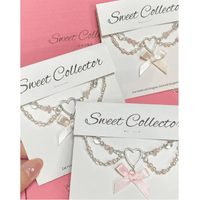 Thumbnail for Sweet Layered Bowknot Heart Charm Pearl Chain Necklace - ArtGalleryZen