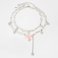 Thumbnail for Sweet Layered Bowknot Star Tassel Pearl Chain Y Necklace Set - ArtGalleryZen
